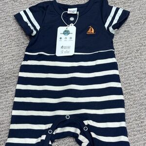 PatPat Navy and White Striped Kids Bodysuit